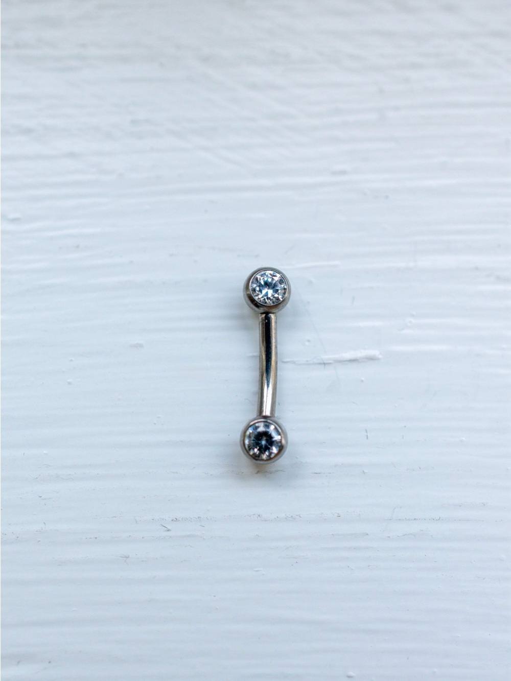 Tiny Titanium Curved Barbell with Gemstones